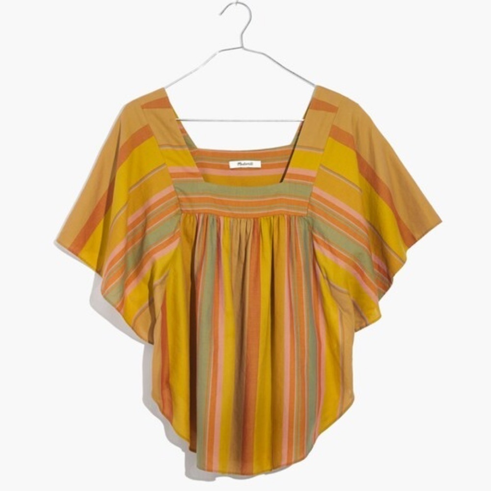 MADEWELL Striped Butterfly Top Multi Color Boho Cotton Lightweight Size XS